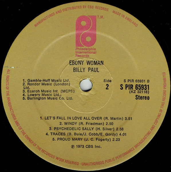 Billy Paul : Ebony Woman (LP, Album)