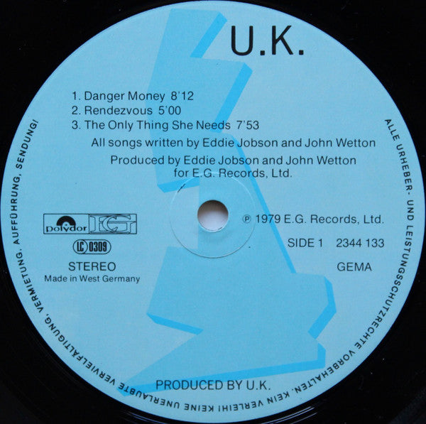 UK (3) : Danger Money (LP, Album)