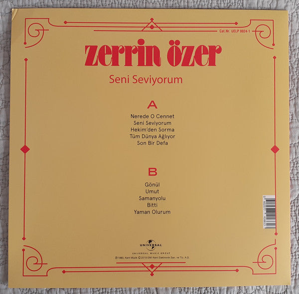 Zerrin Özer : Seni Seviyorum (LP, Album, RE, RM)