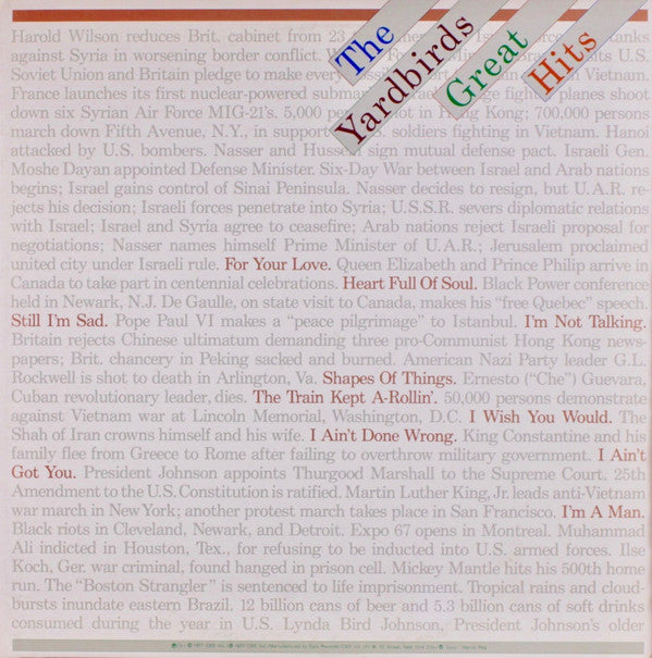 The Yardbirds : Great Hits (LP, Comp, San)