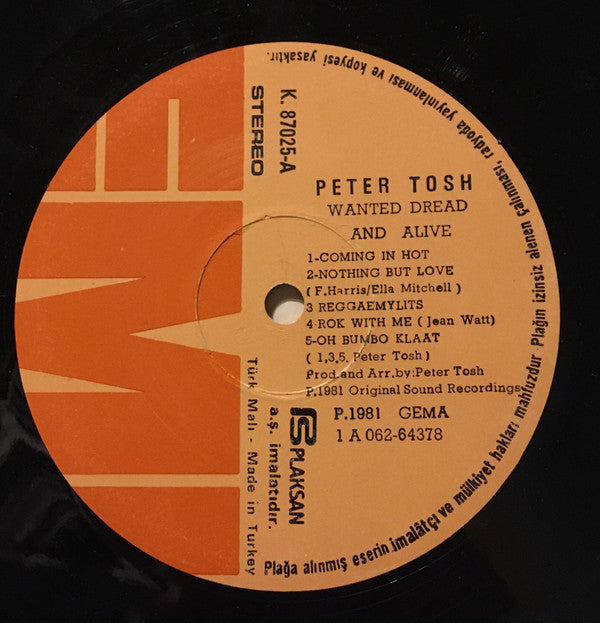 Peter Tosh : Wanted Dread & Alive (LP, Album)