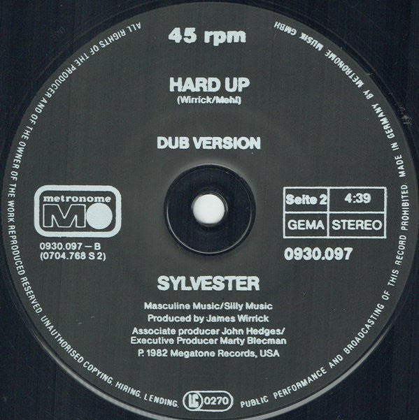 Sylvester : Hard Up (12", Maxi)