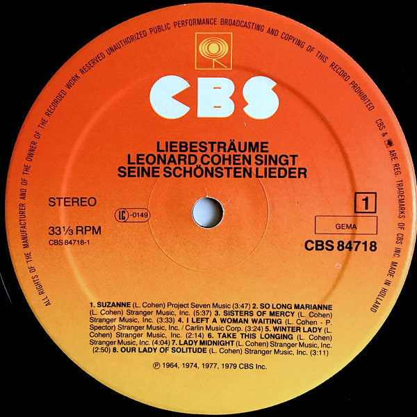 Leonard Cohen : Liebesträume (Leonard Cohen Singt Seine Schönsten Lieder) (LP, Comp)