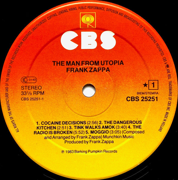 Zappa* : The Man From Utopia (LP, Album)