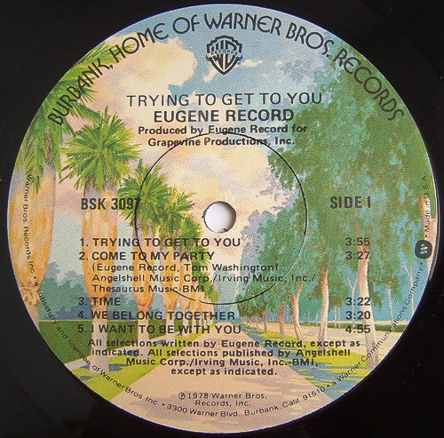 Eugene Record : Trying To Get To You (LP, Album, Win)