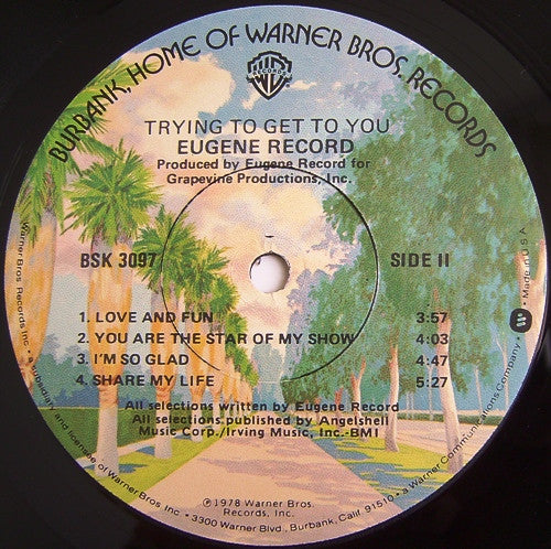 Eugene Record : Trying To Get To You (LP, Album, Win)