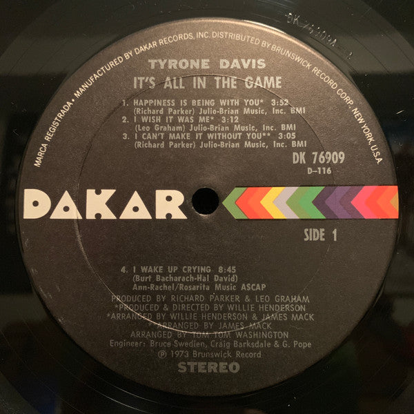 Tyrone Davis : It's All In The Game (LP, Album)