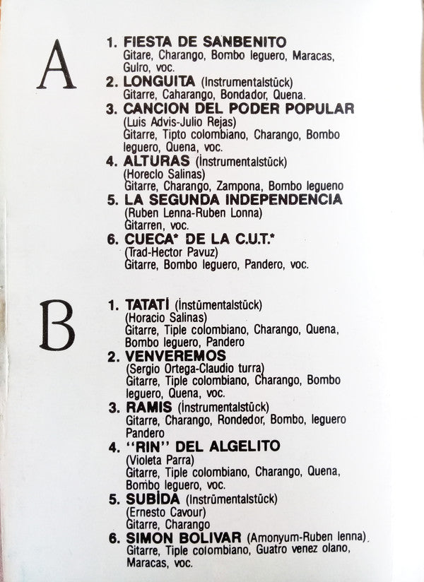 Inti Illimani : Viva Chile! (Cass, Album, M/Print)