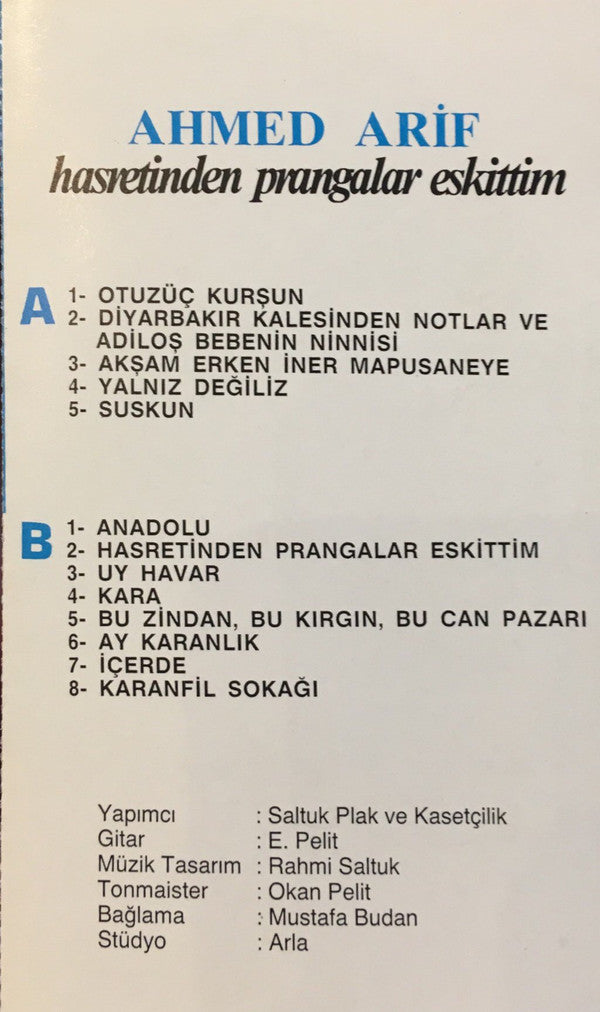 Ahmed Arif : Hasretinden Prangalar Eskittim (Cass, Album)