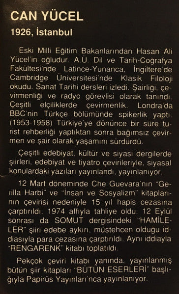 Can Yücel : Sesini Kaybetmeyen Şiir - Kendi Sesinden Şiirleriyle (Cass, Album)