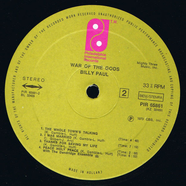 Billy Paul : War Of The Gods (LP, Album)