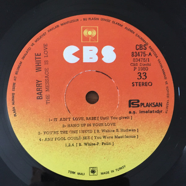 Barry White : The Message Is Love (LP, Album)