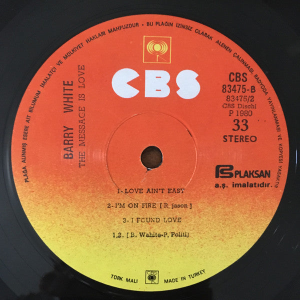 Barry White : The Message Is Love (LP, Album)