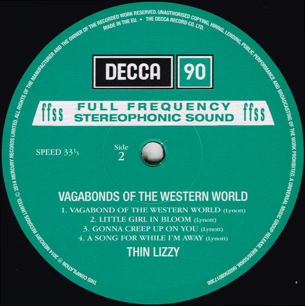 Thin Lizzy : Vagabonds Of The Western World (LP, Album, RE, 180)