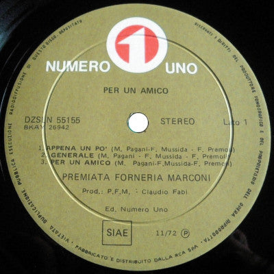 Premiata Forneria Marconi : Per Un Amico (LP, Album, Gat)