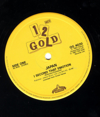 Japan : I Second That Emotion / All Tomorrow's Parties (12", Single)