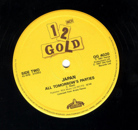 Japan : I Second That Emotion / All Tomorrow's Parties (12", Single)