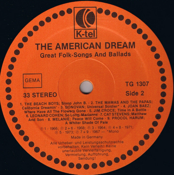 Various : The American Dream (Great Folk-Songs And Ballads) (LP, Comp, Mono)
