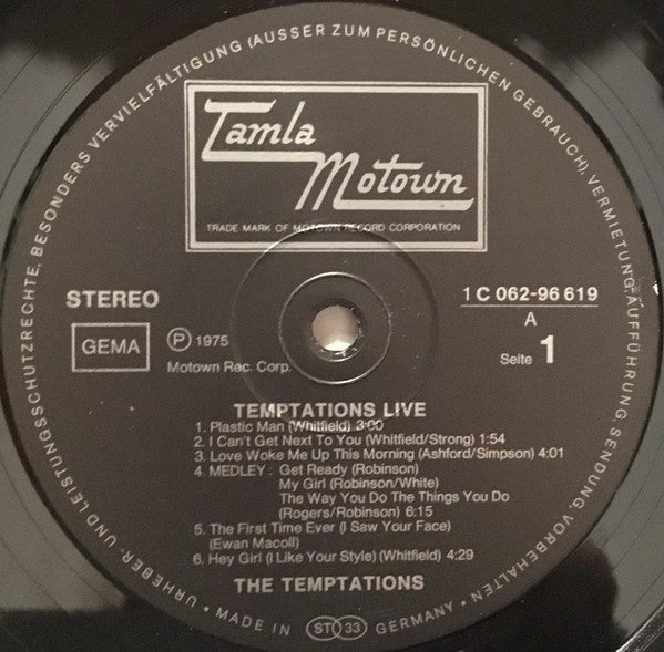The Temptations : Live (LP, Album)