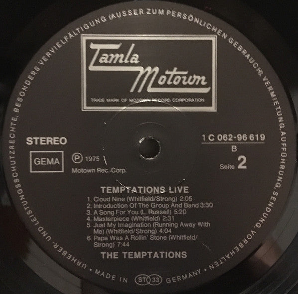 The Temptations : Live (LP, Album)