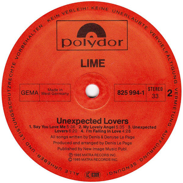 Lime (2) : Unexpected Lovers (LP, Album)