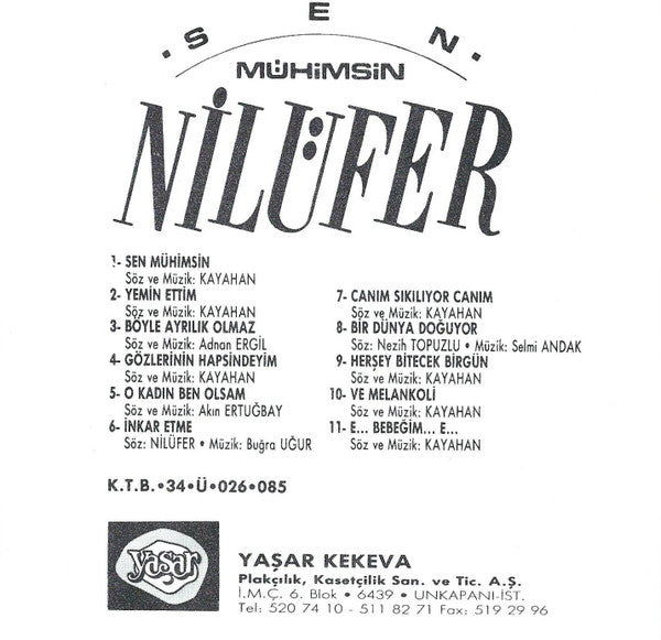 Nilüfer : Sen Mühimsin (CD, Album)