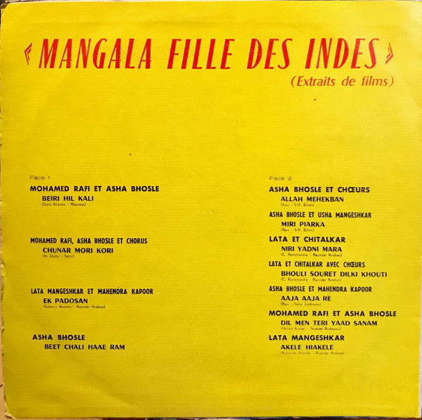 Various : Mangala Fille Des Indes (Extraits De Films) (LP, Comp, Unofficial)