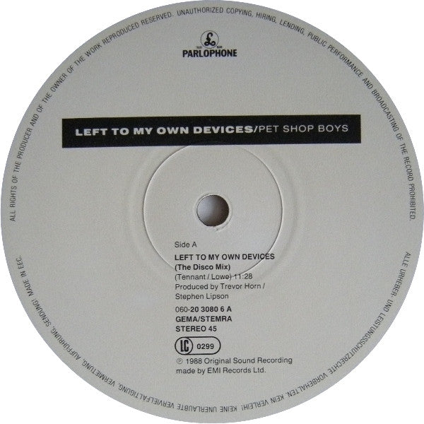 Pet Shop Boys : Left To My Own Devices (12", Maxi)