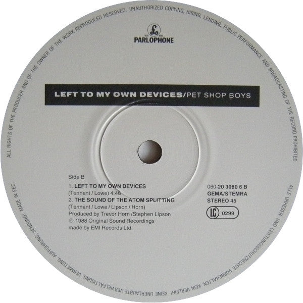 Pet Shop Boys : Left To My Own Devices (12", Maxi)