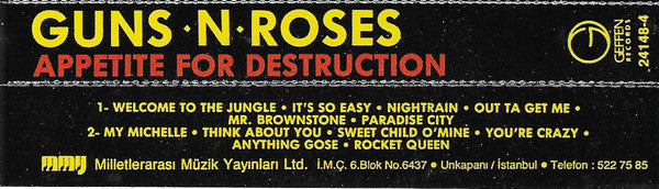 Guns N' Roses : Appetite For Destruction (Cass, Album, RE)