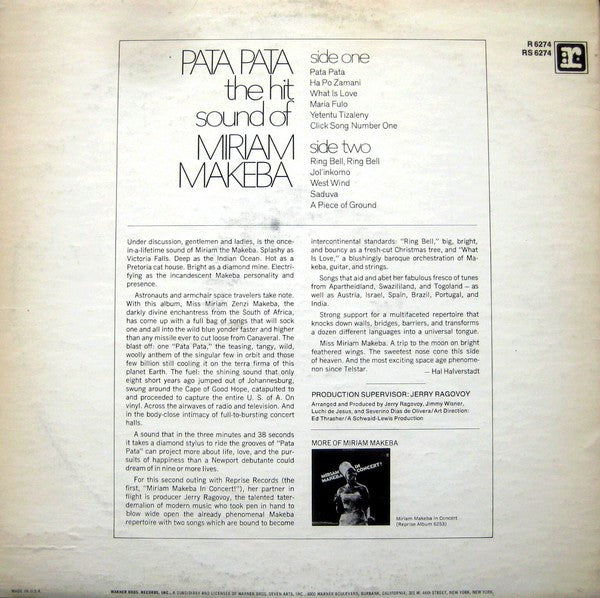 Miriam Makeba : Pata Pata (LP, Album, Pit)