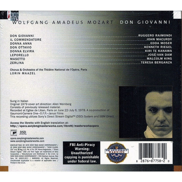 Wolfgang Amadeus Mozart - Ruggero Raimondi • Kiri Te Kanawa • Teresa Berganza • John Macurdy • Edda Moser • Malcolm King • Kenneth Riegel • José van Dam • Choeur National De L'Opéra De Paris & Orchestre National De L'Opéra De Paris • Lorin Maazel : Don Giovanni (3xCD, Album, RE, RM)