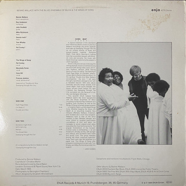Bennie Wallace With The Blues Ensemble Of Biloxi & The Wings Of Song Chorus : Sweeping Through The City (LP, Album)