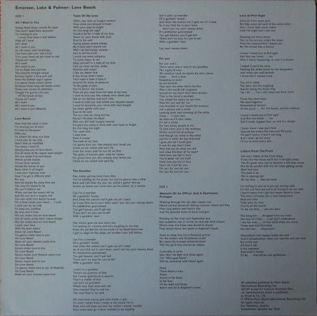 Emerson, Lake & Palmer : Love Beach (LP, Album)