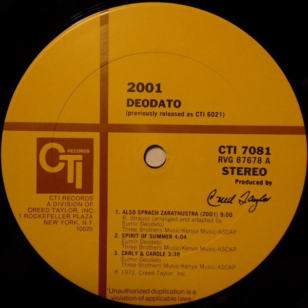 Eumir Deodato : 2001 (LP, Album, RE, Emb)
