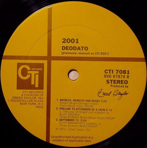 Eumir Deodato : 2001 (LP, Album, RE, Emb)