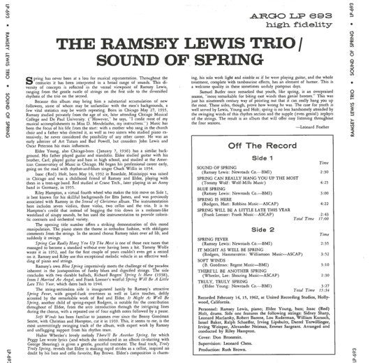 The Ramsey Lewis Trio : The Sound Of Spring (LP, Album)