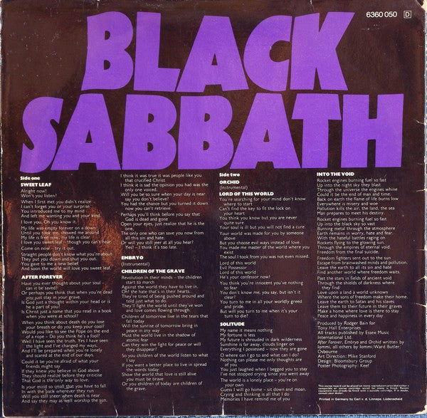 Black Sabbath : Master Of Reality (LP, Album)