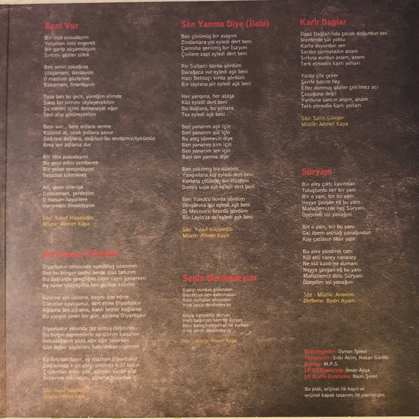 Ahmet Kaya : Beni Bul (LP, Album, RE, RM, Gat)