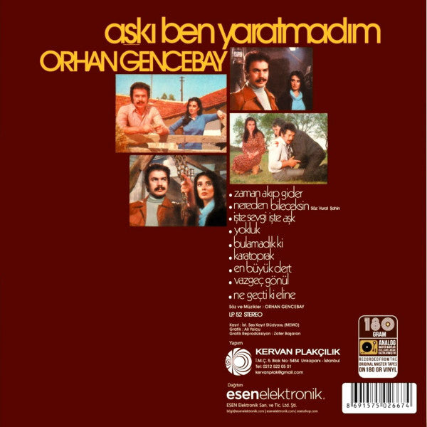 Orhan Gencebay : Aşkı Ben Yaratmadım (LP, Album, RE, 180)