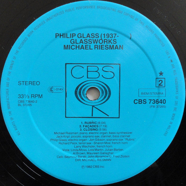 Philip Glass : Glassworks (LP, Album)