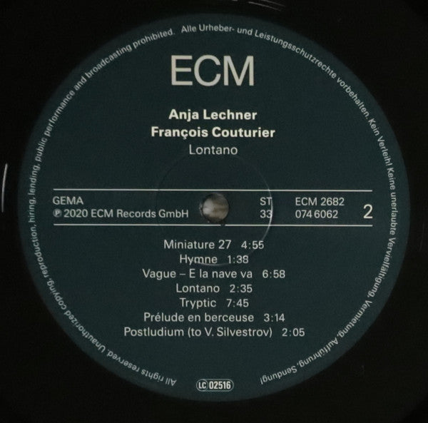 Anja Lechner, François Couturier : Lontano (LP, Album, 180)