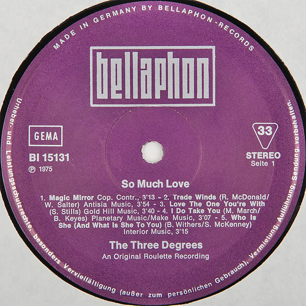 The Three Degrees : So Much Love (LP, Album)