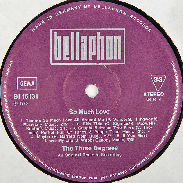 The Three Degrees : So Much Love (LP, Album)