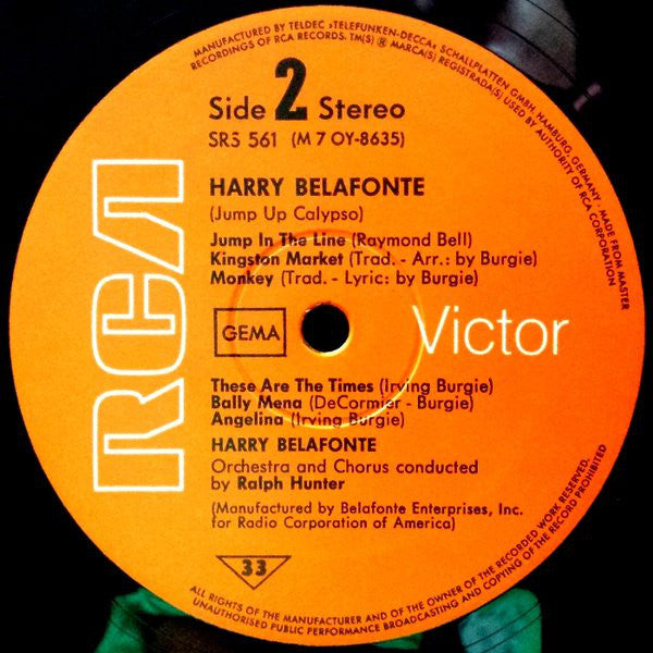 Harry Belafonte : Jump Up Calypso (LP, Album, RE, Gat)