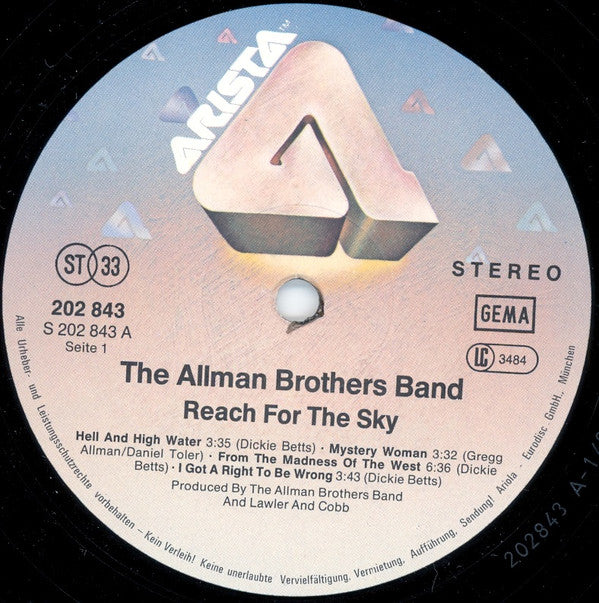 The Allman Brothers Band : Reach For The Sky (LP, Album)