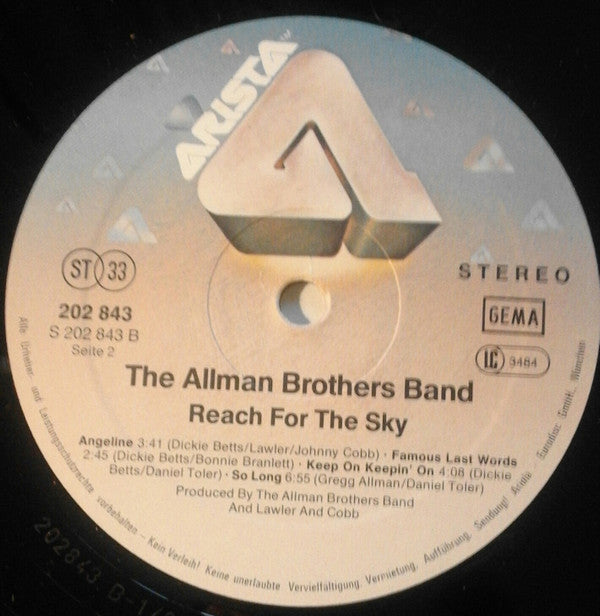 The Allman Brothers Band : Reach For The Sky (LP, Album)