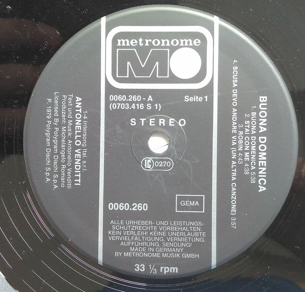 Antonello Venditti : Buona Domenica (LP, Album)