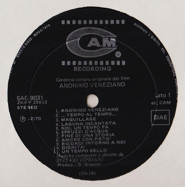 Stelvio Cipriani : Anonimo Veneziano (Colonna Sonora Originale) (LP, Album)