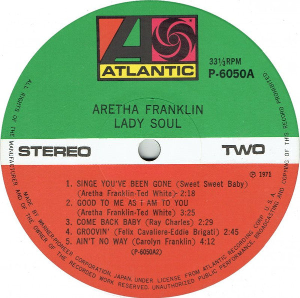 Aretha Franklin : Lady Soul (LP, Album, RE)